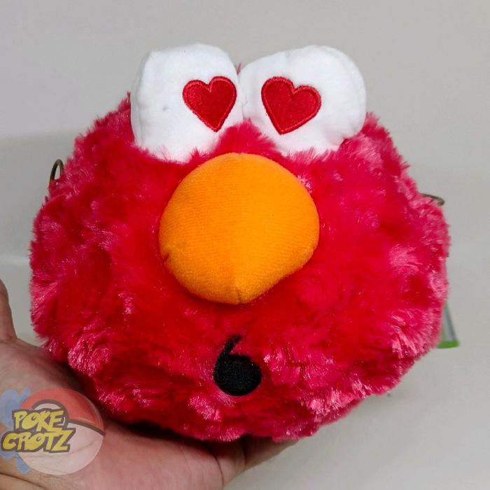Boneka Authentic Aoger Sesame Street fluffy Elmo heart love eyes zip circle sling bag with metal cha
