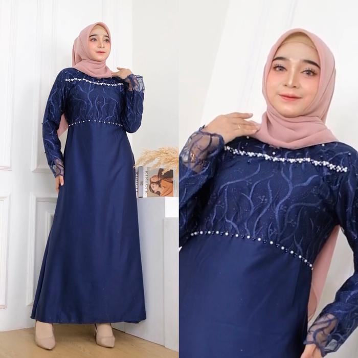 Gamis Hellen Dress Pesta Muslimah Belle Maxy Dress Kondangan Brokat Ld90 Ld100 Ld110 Ld120 Ld130 Son