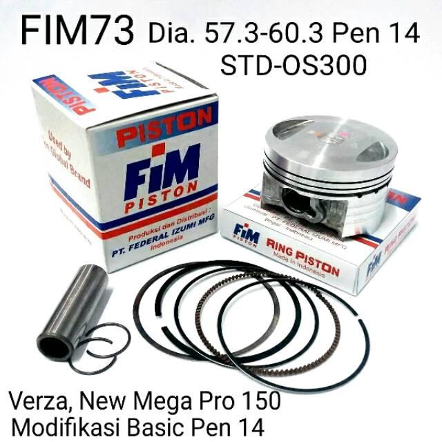 PISTON SET FIM 73 CRF 150 CB VERZA MEGAPRO 150 VERZA STD 50 100 150 200 250 300 SEHER IZUMI DIAMETER