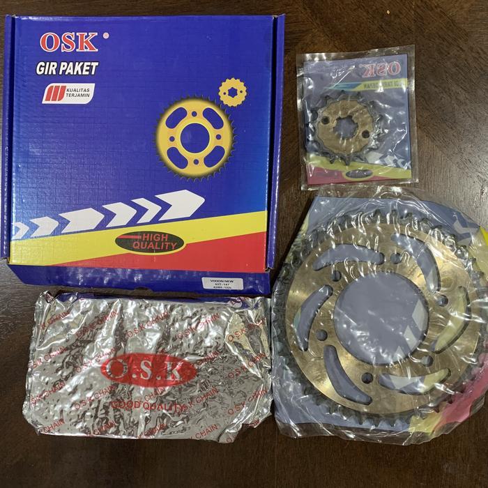 OSK NEW VIXION GEARSET GEAR SET PAKET RANTAI GIR BARU 43T 14T 428H 122