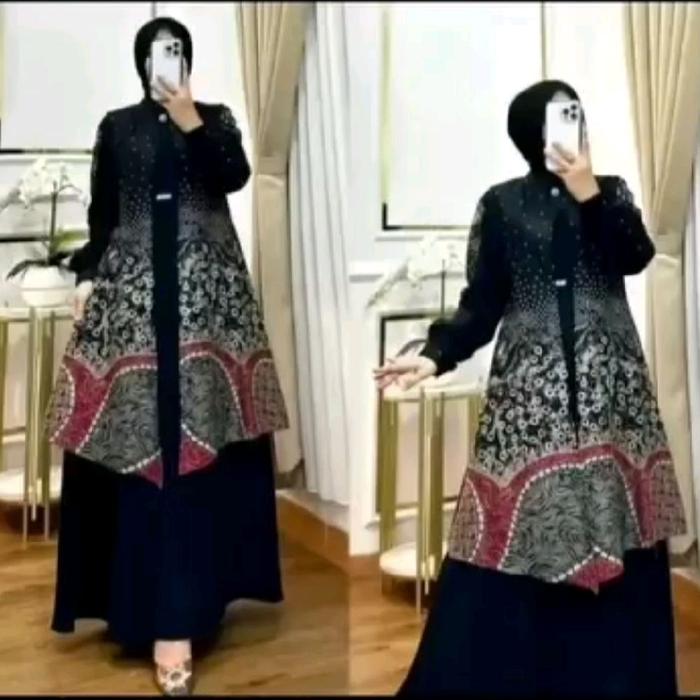 baju batik gamis rompi Wanita Muslim Dewasa Mewah