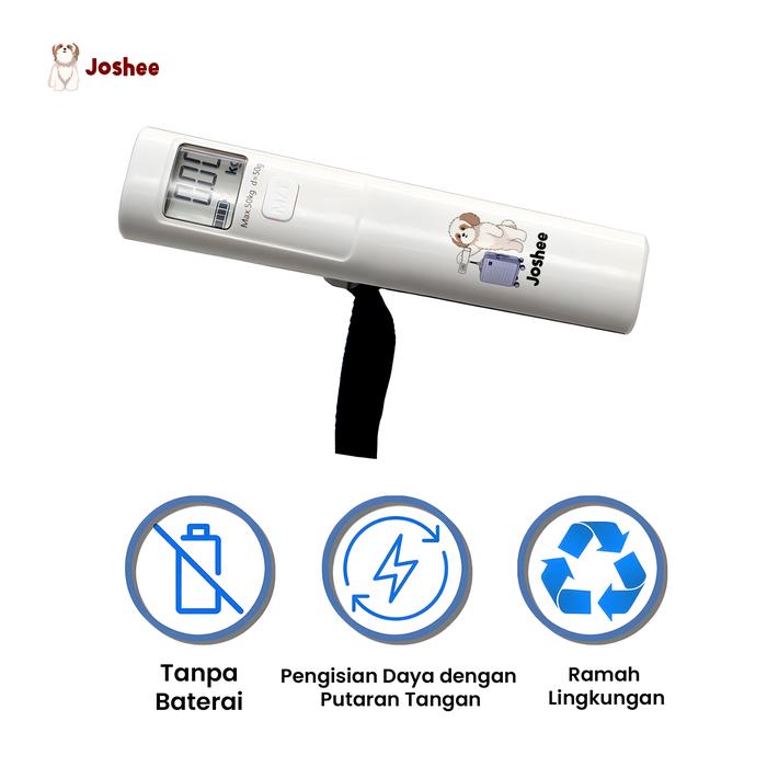 Joshee Portable Luggage Scale Battery Free – Timbangan Koper Energi Kinetik Tanpa Baterai