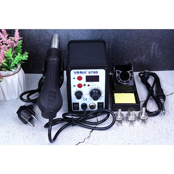 Yihua 878D Stasiun Solder Besi Solder Blower Udara Panas Yang Dapat