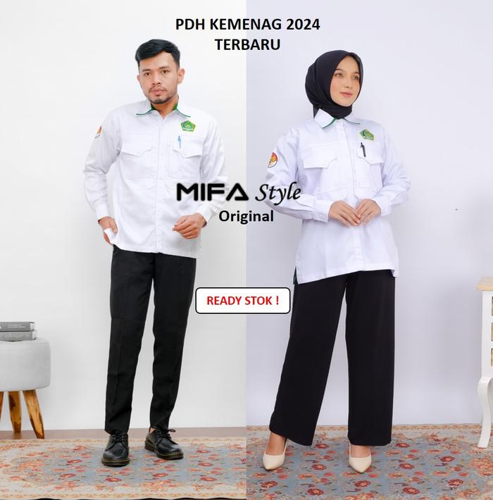 MIFA Kemeja PDH Kementrian Agama Saku Zipper & Bahan Drill TR Kualitas Tailor Baju Hijau Kerja Panja