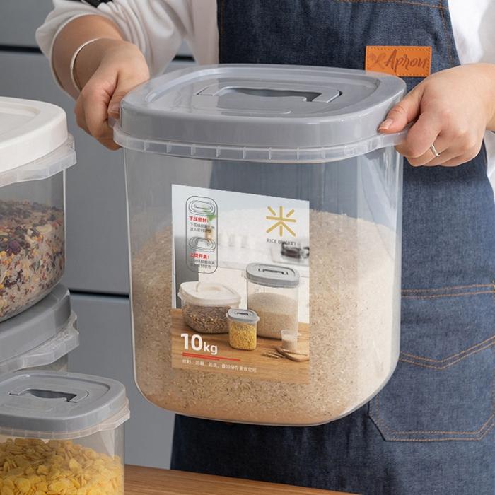 Sealed Flour Storage Tank 1.2L/5KG Food Storage Container Airtight Rice Container Bin with Measuring
