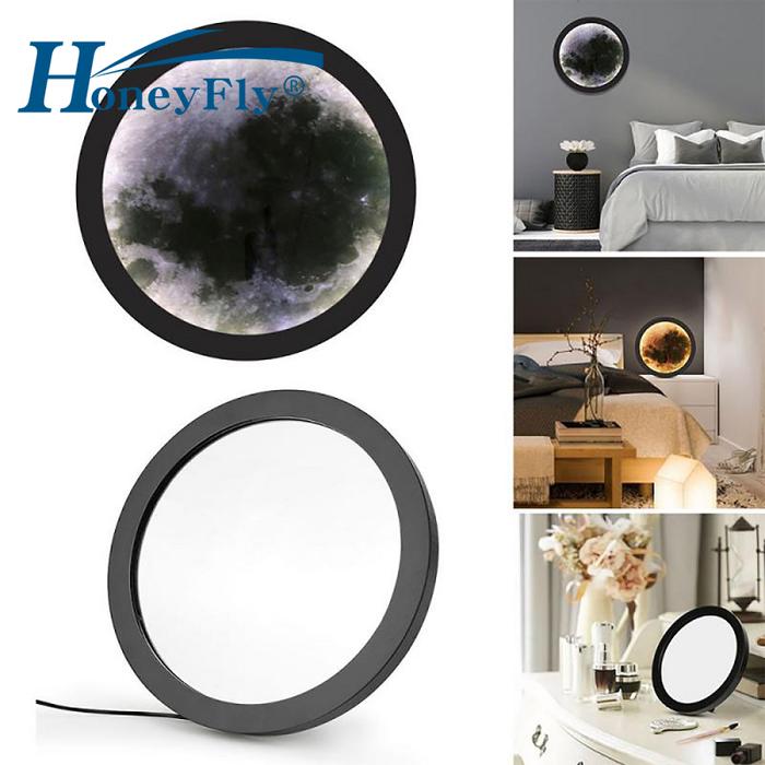 Lampu Cermin Bulan HoneyFly 20Cm 25Cm USB Bulat Dekorasi Dinding