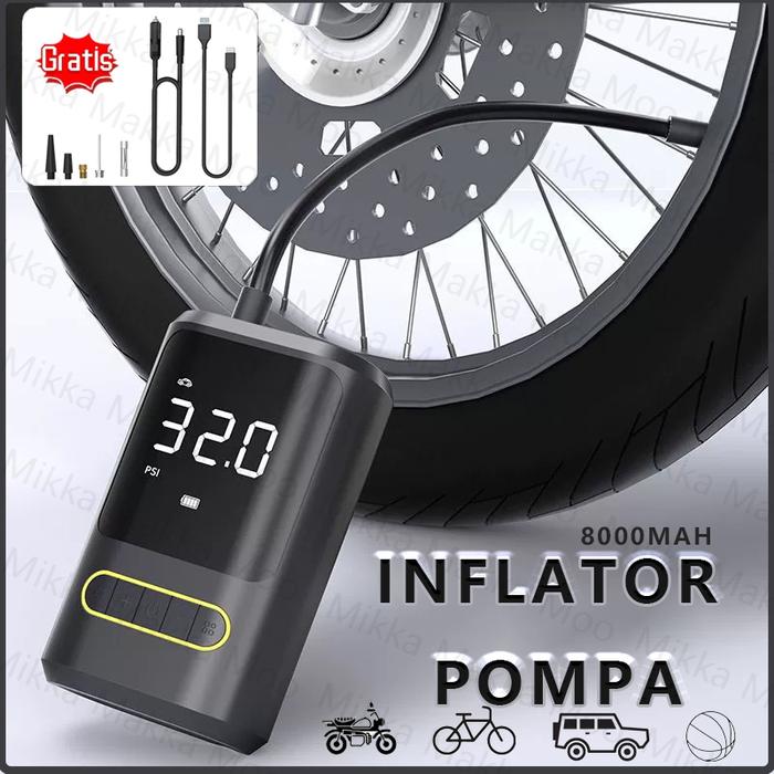 80W Air Pump Tire Inflator / Portable Pompa Ban Mobil Dan Motor Mini Pompa Angin Elektrik / USB Tamp