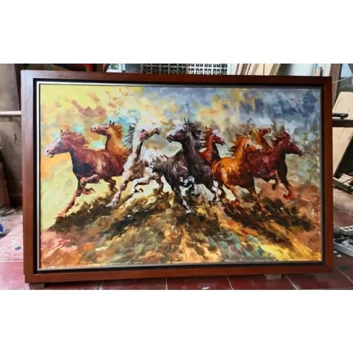 LUKISAN KUDA PALET CAT TIMBUL 135X85CM/LUKISAN DINDING/LUKISAN KANVAS/DEKORASI DINDING/HIASAN DINDIN