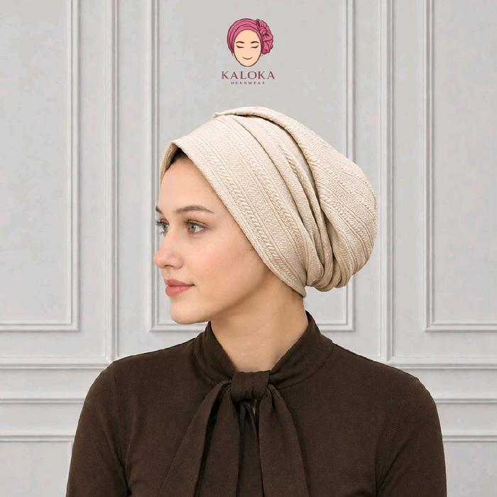 Kaloka turban turki dewasa instan hijab sorban beanie topi melar stretch - Adila