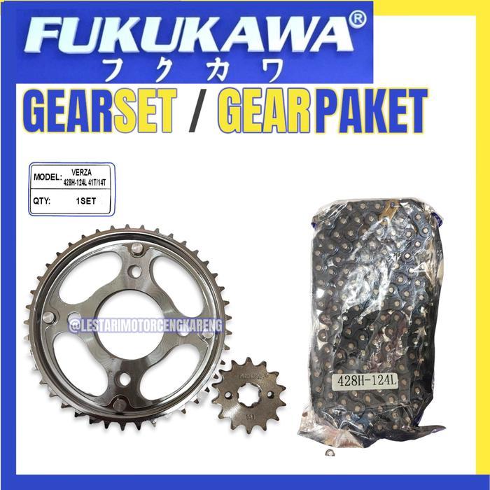 Gearset Girset Gear Set Rantai Verza 150 428H-124L 41T-14T Fukukawa #Gratisongkir