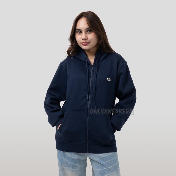 LACOSTE CLASSIC FIT ZIPPED FLEECE NAVY HOODIE