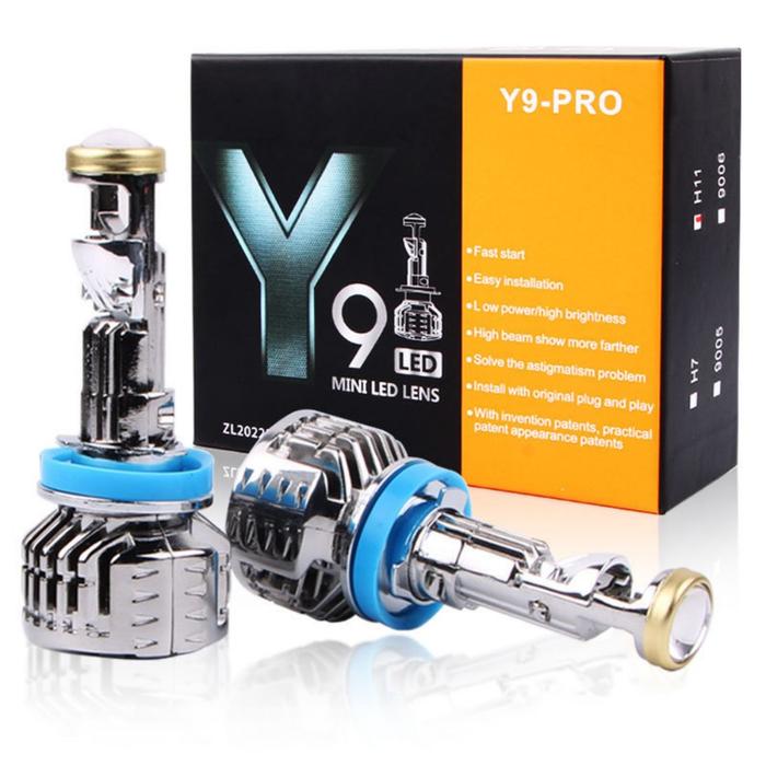 Y9 Pro LED Canbus Lamp H7 LED Headlight Mini Projector Lens Bulb H11