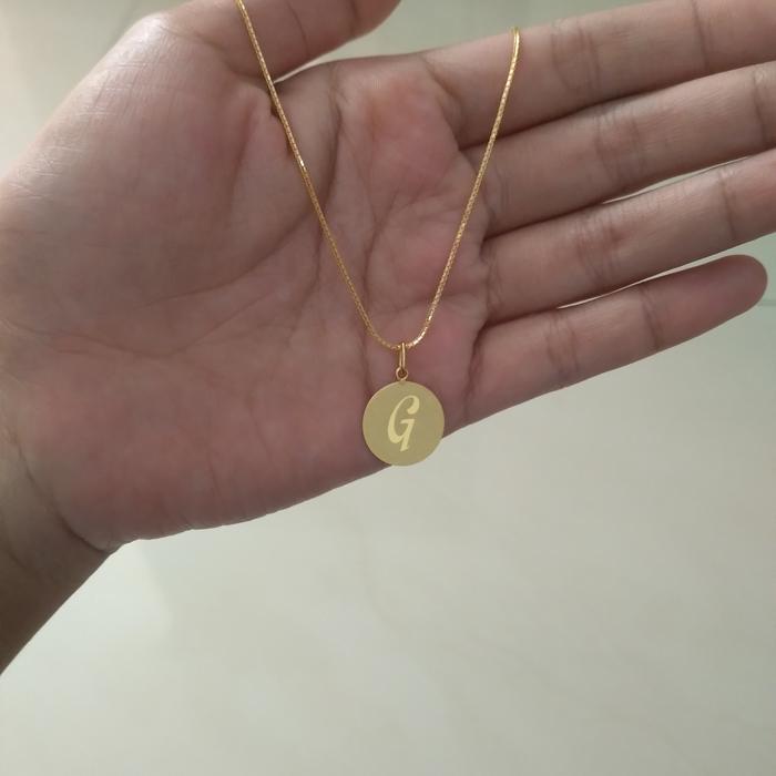 SET KALUNG DAN LIONTIN KOIN INISIAL HURUF G ELEGANT