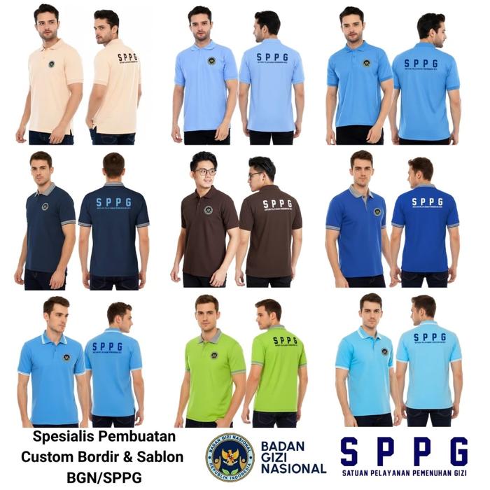 Kaos SPPG BGN MBG Bordir - Tshirt Kerah Seragam Relawan Custom