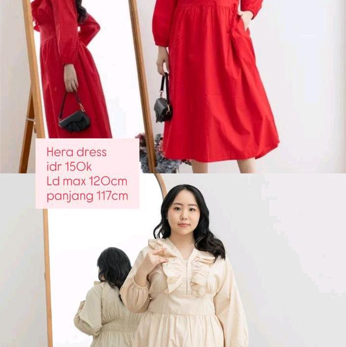 Hera Dress Merah Elegan dengan Lengan Panjang untuk menemani CNY mu