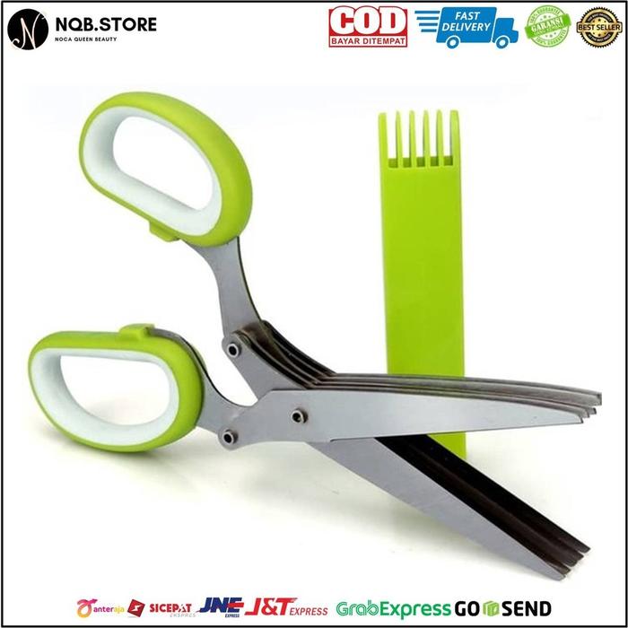 NQB - Gunting Sayur 5 Lapis Kitchen Scissor - Alat Dapur Pencacah Pemotong Sayuran Seledri Daun Bawa