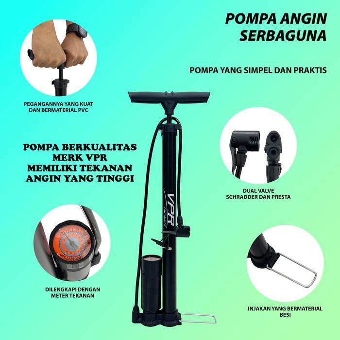 Pompa Angin Sepeda Motor  mobil Kompa Kumpo Sepedah Bola Tangan Standart Hitam/pompa Angin Tabung PO