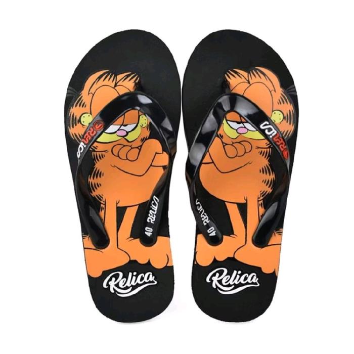 sandal spon garfield relica x garasi rebel distro slippers ruber flipflop kasual brand  Jepit Sendal