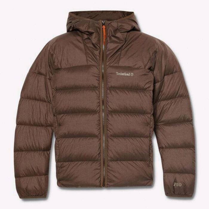 TIMBERLAND MEN'S BEAR HEAD SUPER GOOSE DOWN HOODED BROWN JAKET GUNUNG HIKING TREKKING TRAVELING WINT