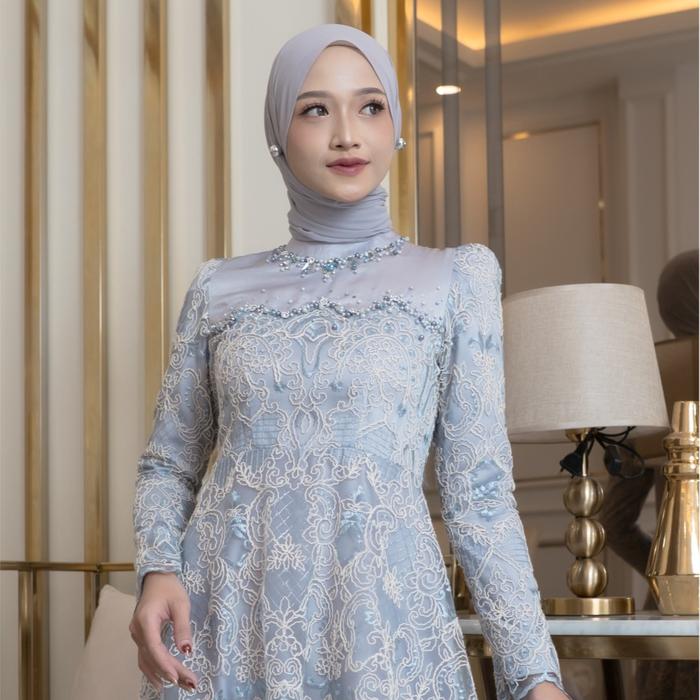 MYLYF Official Nuela Dress Gaun Gamis Baju Busana Bahan Katun Bordir Wanita Muslimah Tunangan Menika