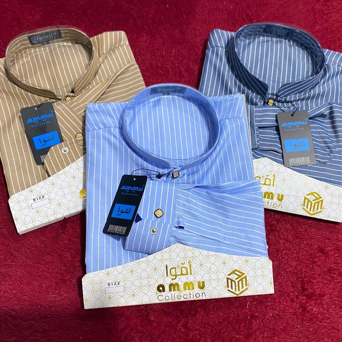 Ammu Collection Kemeja Koko Ammu Salur Gen Z Pria Dewasa Lengan Panjang Formal dan Non Formal dengan