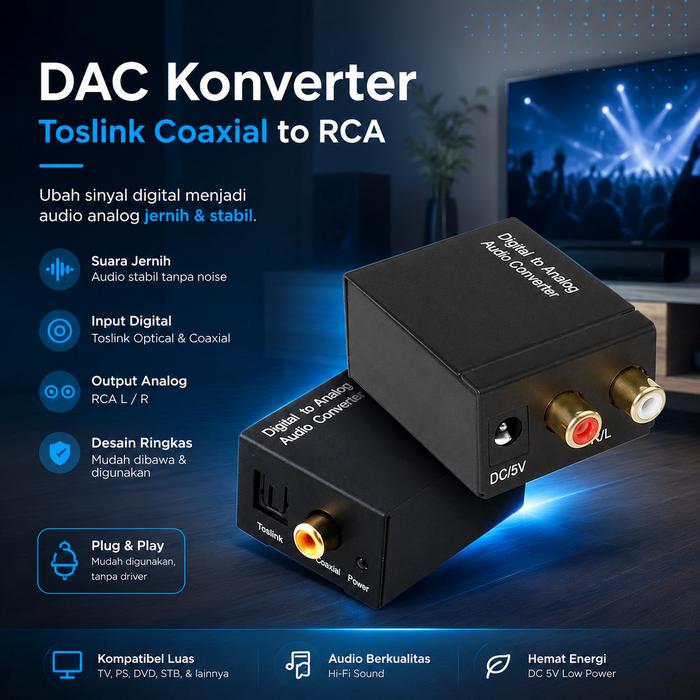 Cahayastore - Converter Audio Digital | DAC Toslink RCA | Adapter Audio