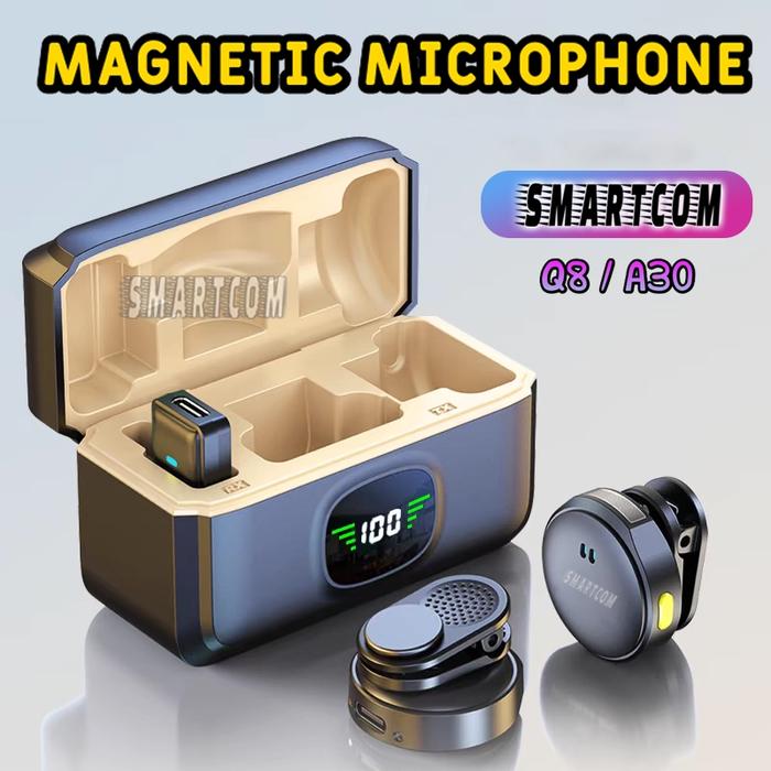 SMARTCOM ~ Q8 Wireless Clip on Mic Microphone Dual Mikrofon Wireless Mikrofon hp Lavalier Microphone