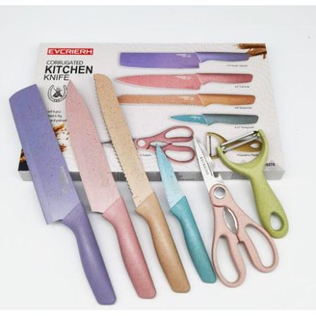 Pisau Stainless Ceramic Anti Lengket 1 Set isi 6 6in1 Sultan Kitchen Knife everrich evcrierh evcrive