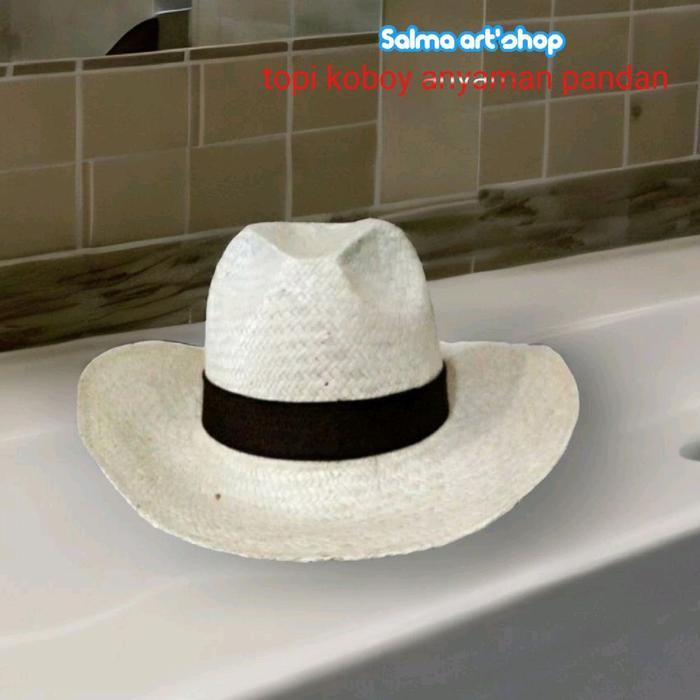 topi koboi pria,topi pedora elegan anyaman pandan,topi koboy laken anyaman pandan