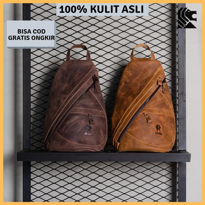 REVEN LEATHER - Tas Selempang Waistbag Pria Mirage Bag Bahan Kulit Sapi Asli Crazy Horse 100% Premiu