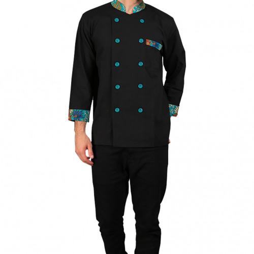 BREWSUNIQ - Emerald Long Sleeves Batik Green S - Baju Chef / Seragam Koki Pria Wanita