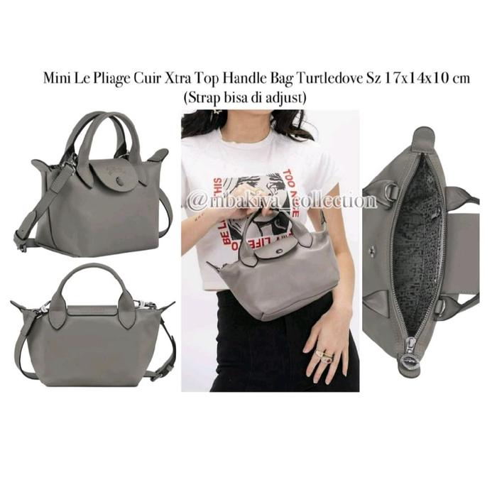 Mini Le Pliage Cuir Xtra Top Handle Bag Turtledove