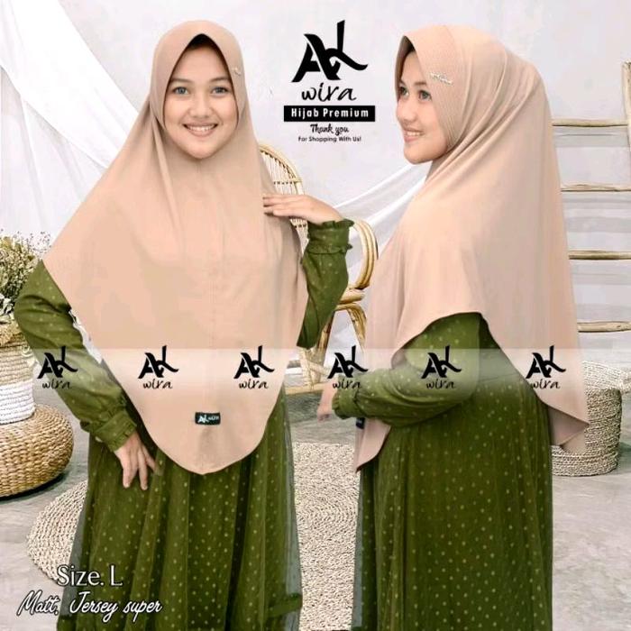 AlWira Hijab Premium Matte Jersey Super Size L untuk Penampilan Elegan dan Nyaman warna army
