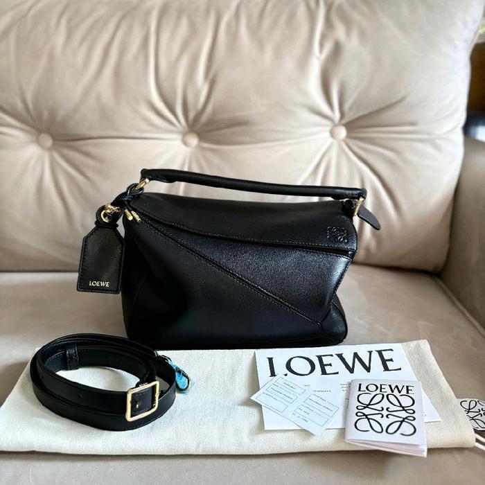 Loewe small featherlight puzzle bag black