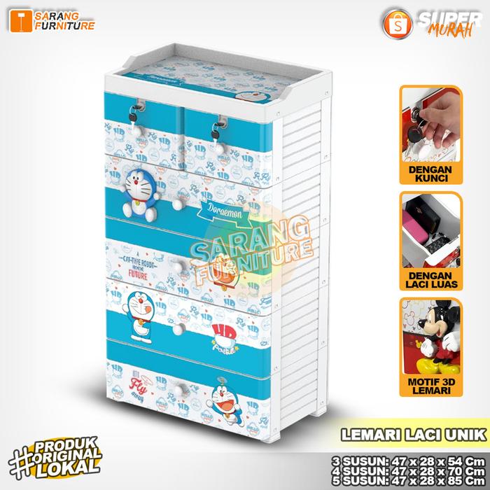 Laci Minimalis Lemari Serbaguna - Nandos Bianca Lemari Penyimpanan dengan Motif 3D dan Kunci Naiba
