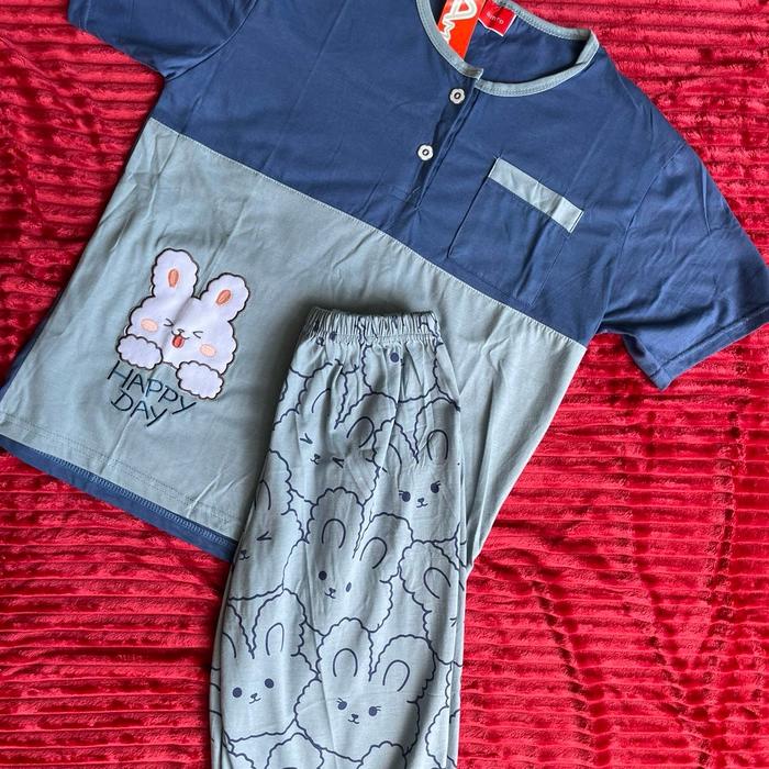 One set baju tidur,baby doll amro bunny celana pendek