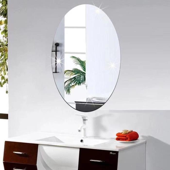 (COD) Stiker Cermin Dinding Kaca Cermin Decoration Mirror Wall Sticker Cermin Tempel 42*27CM