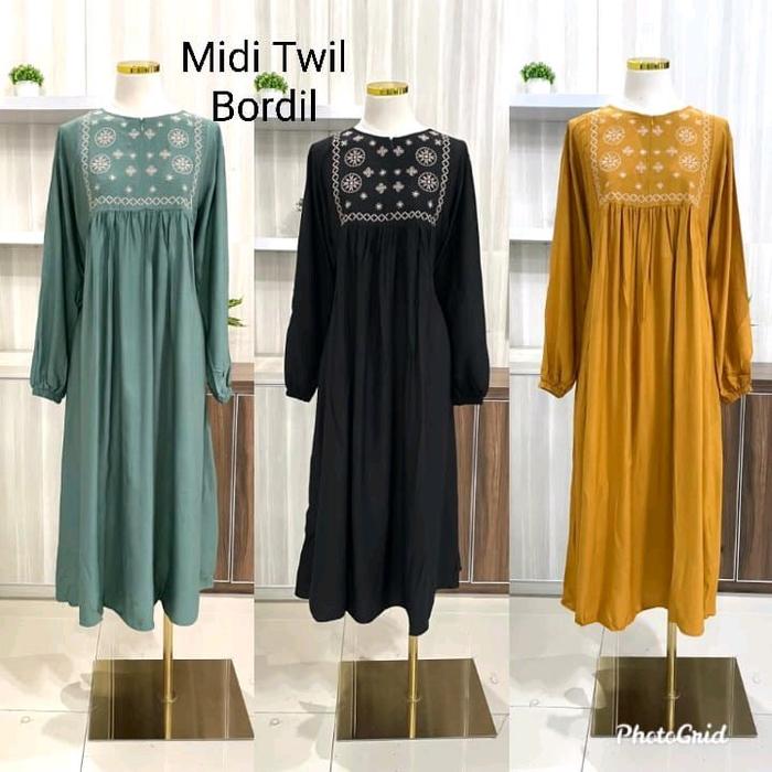 gamis muslimah midi twi brodi