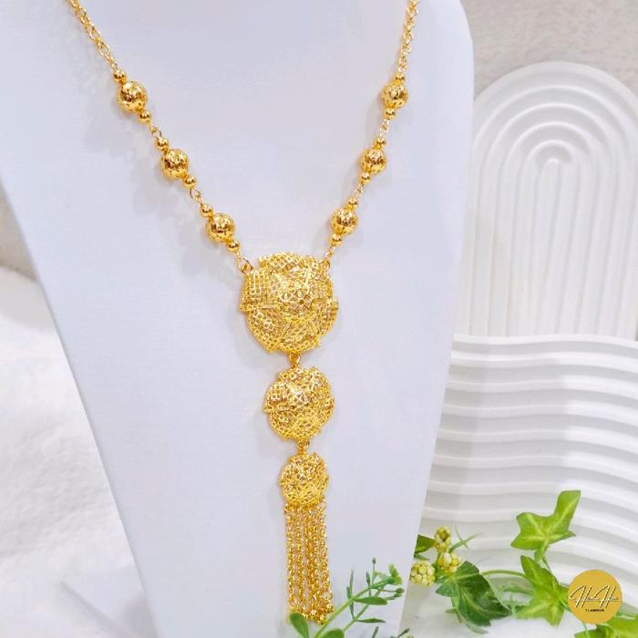 (Beli 2 Bonus 1 Random)Kalung Dubai Koye Model Bunga Kincir Warna 24k Kualitas Premium|Anti Karat
