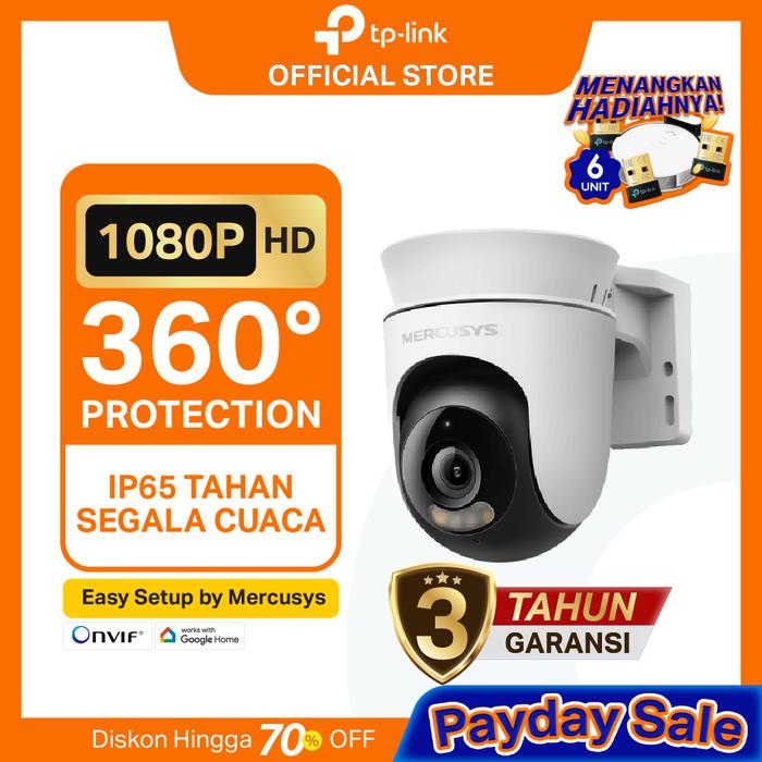 TP Link Mercusys MC500 Outdoor Pan/Tilt Security Wi-Fi Camera | resolusi 1080 HD | cakupan 360 deraj