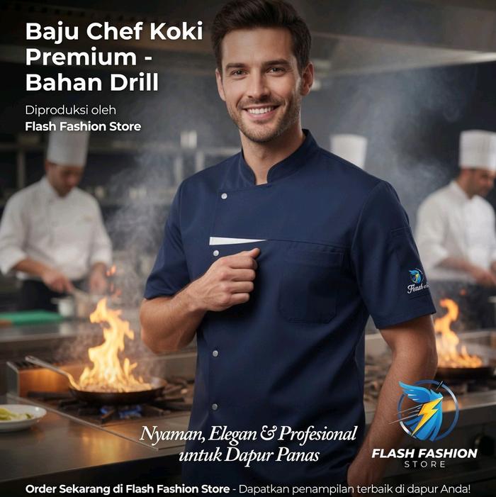 Flash fashion store seragam koki lengan pendek kombinasi pria wanita layanan makanan dapur kostum me