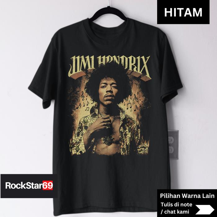 Kaos Band Jimi Hendrix Vintage Amplifier – Kaos Band Rock Classic – Sablon DTF Premium Katun Combed