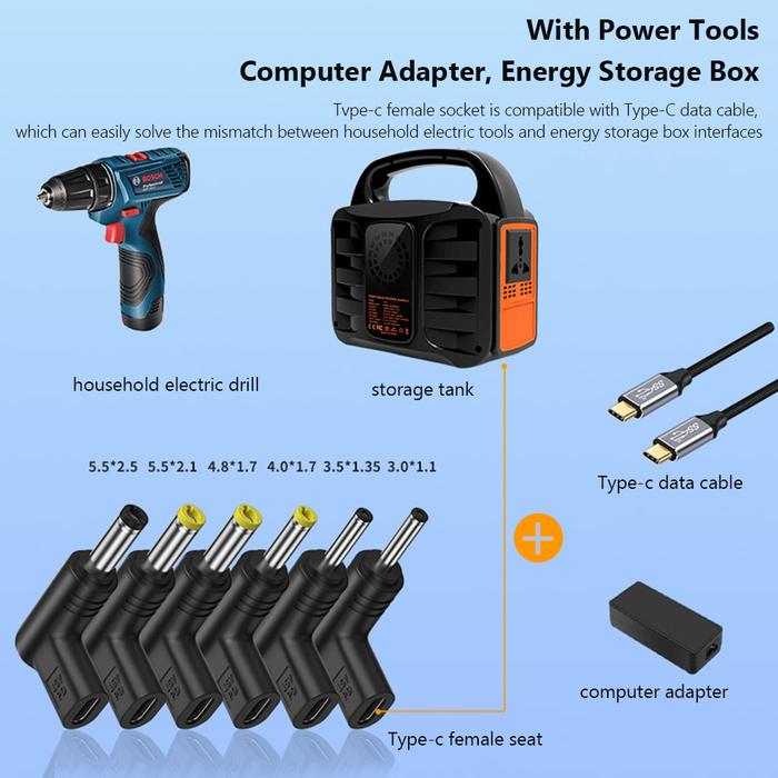 USB C PD to DC Power Connector Universal 15V 19V 12V Type C to DC