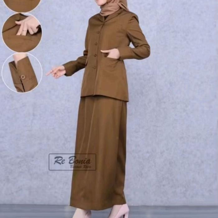 Baju Pemda Cewe Baju Guru Baju Pemda Nasional Model Terbaru Warna Coklat tua