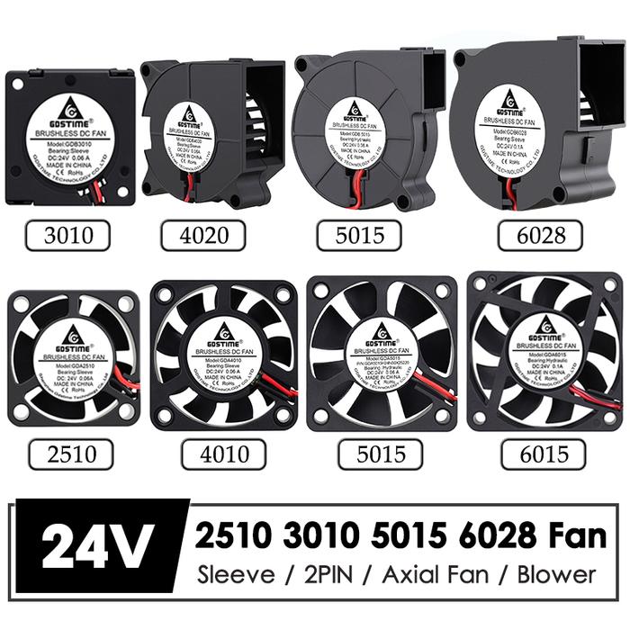 Gdstime 2510 3010 4010 6020 Cooling Fan 24V DC Brushless Axial Fan 4020 5015 6028 Turbine Radial Blo