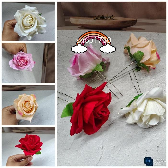 Tusuk Konde Mawar Artificial Tusuk Konde Bunga Mawar Palsu Tusuk Konde Bunga Mawar Hijab Tusuk Konde
