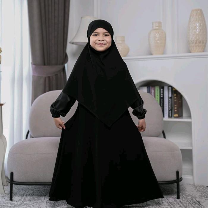 ABAYA BEYZA Jetblack Kids Set Khimar - Gamis Anak Set - Al Arabian Butik #ayranashwa #arabianbutik