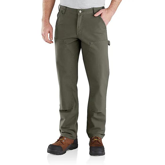 Celana Panjang Pria Carhartt Relaxed Straight Rugged Flex Duck Double Front Dungaree Green Original