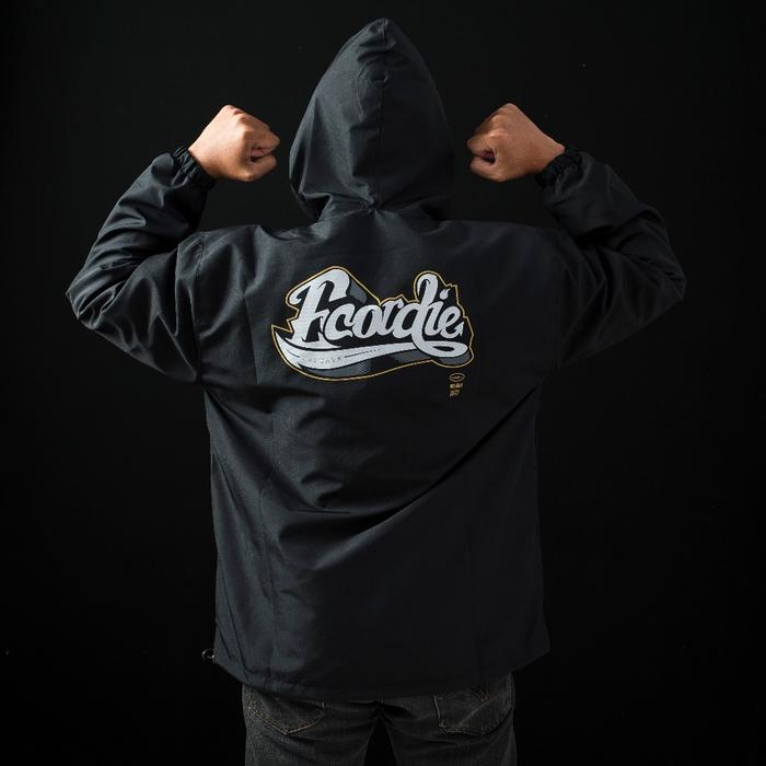 Ecordie " AGAINTS-8 " Coach jaket pria hoodie Hitam