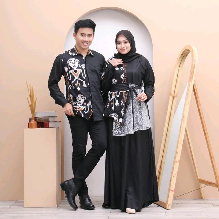 SERAGAM BAJU BATIK COUPLE MODEL KEMEJA MOTIF PATUNG TORAJA GAMIS MOTIF TENUN KOMBINASI TILLE BAJU LE